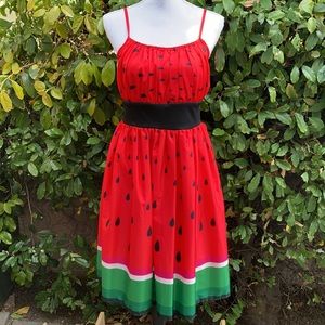 Watermelon fit and flare dress